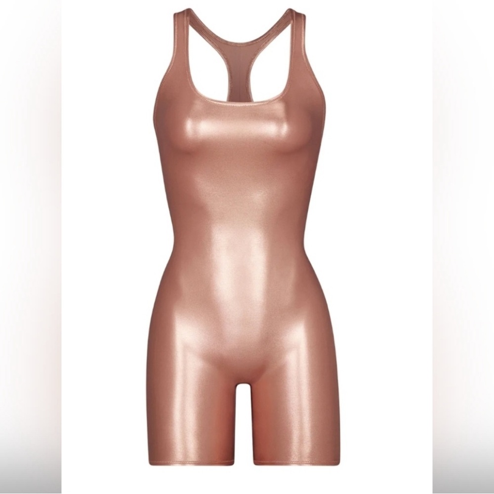 SKIMS Silver One Piece Swimsuit Metallic